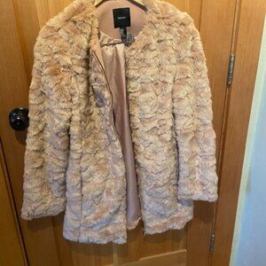 Faux Fur Rose Mauve Suede Forever 21 Womens Jacket Sz Small